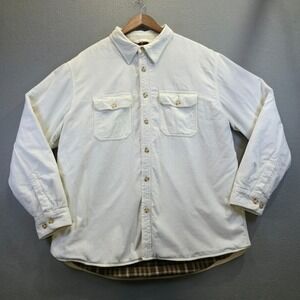 Covington Men's White Corduroy Fleece Lined Button Up Shirt/Shacket Size Large